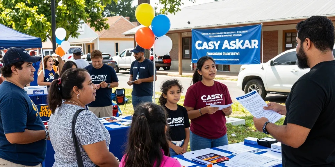 Community members interacting at an event promoting Casey Askar's candidacy.