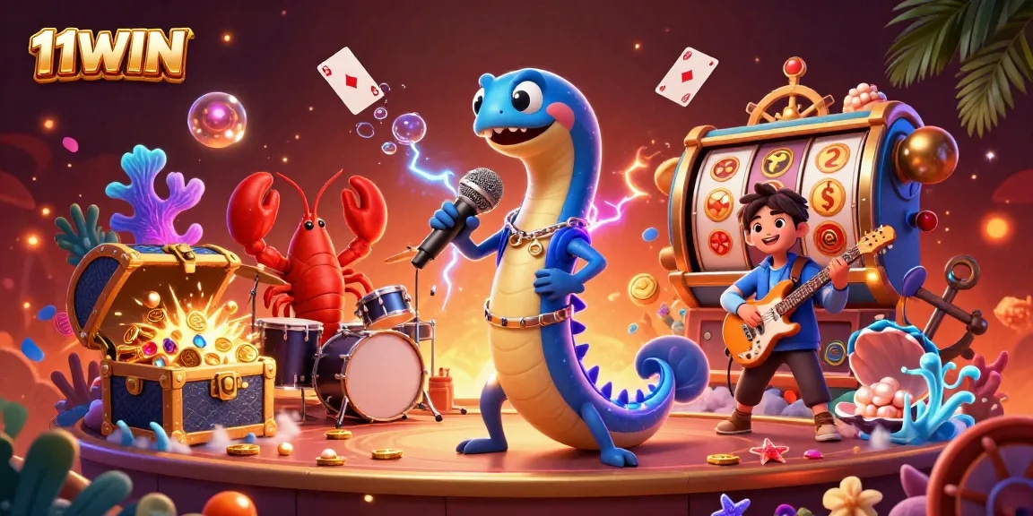 Experience the excitement of 11WIN with animated characters battling for riches in an underwater casino.
