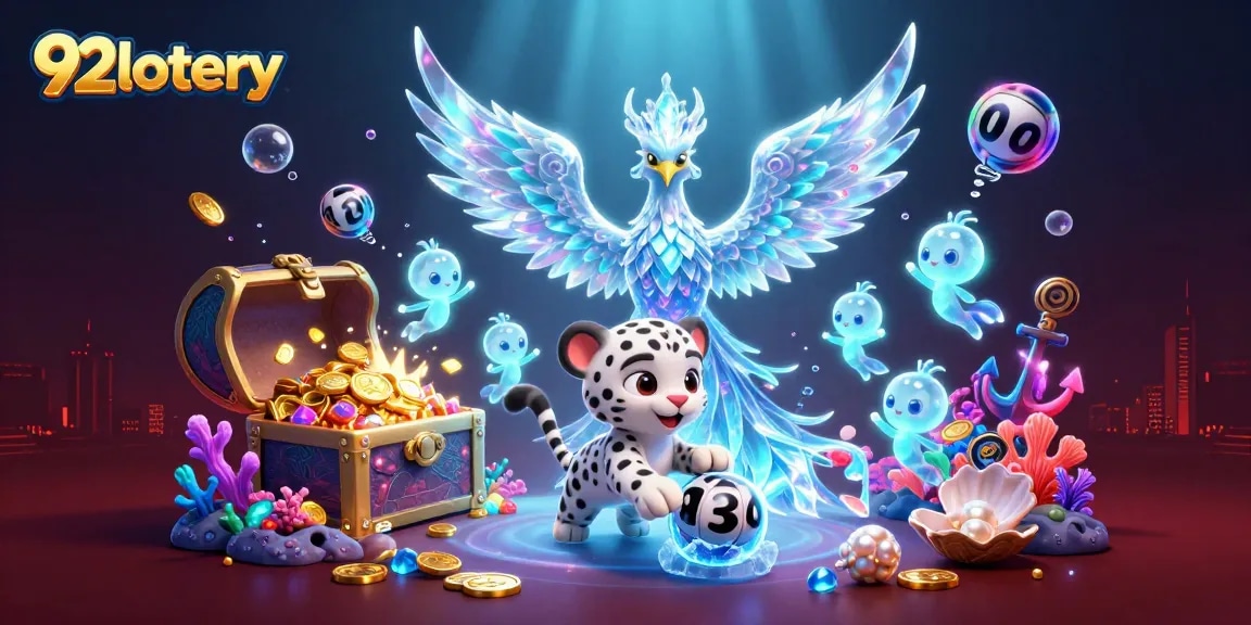Engaging scene showcasing 92lottery's online lottery fun with dynamic characters in a rich environment