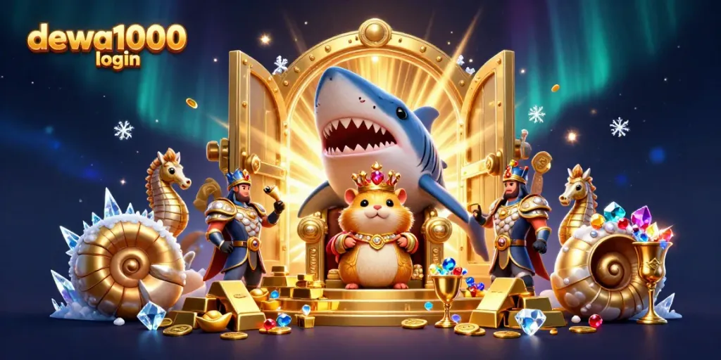 Engage in the excitement of dewa1000 login with a vibrant 3D casino-themed illustration.