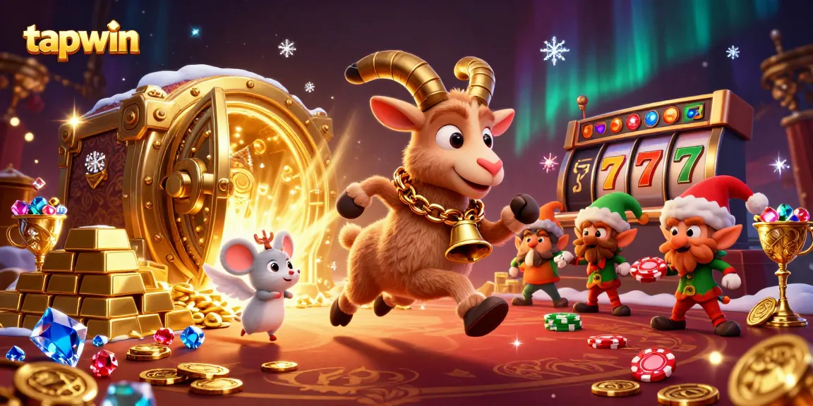Experience high-stakes action at tapwin with a festive casino scene featuring a Krampus goat and mischievous creatures.