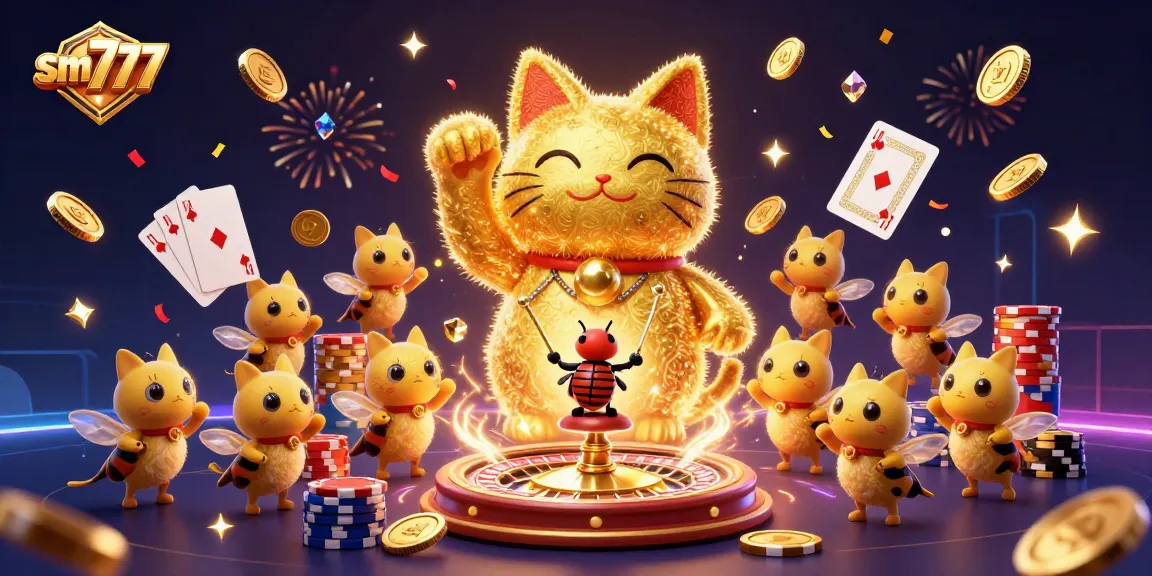 Engage with sm777's vibrant casino experience featuring lucky cat, coins, and roulette for big wins!