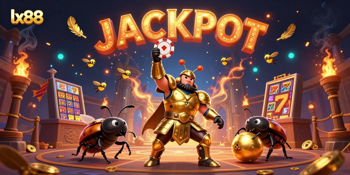 Experience thrilling jackpot moments at lx88 with vibrant casino elements and victorious characters.