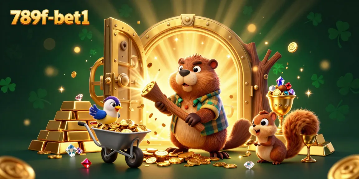 Spin to win at 789f-bet1 with golden coins, treasures, and lively casino characters.