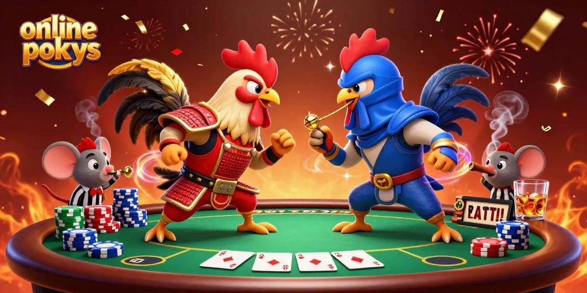 Experience thrilling online pokies action with colorful characters and dynamic casino elements.