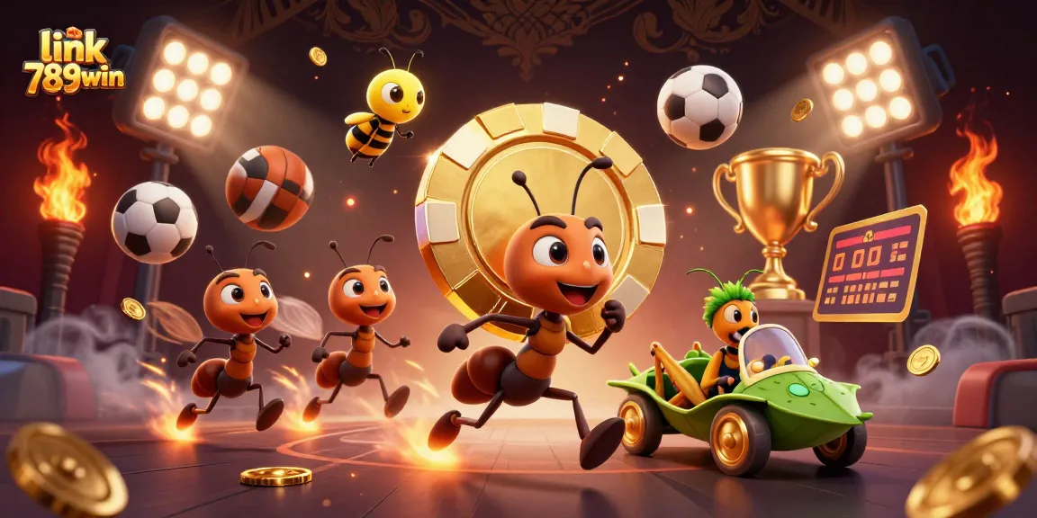 Experience the thrill of link 789win with vibrant cartoon ants, a poker chip heist, and dynamic sports elements!
