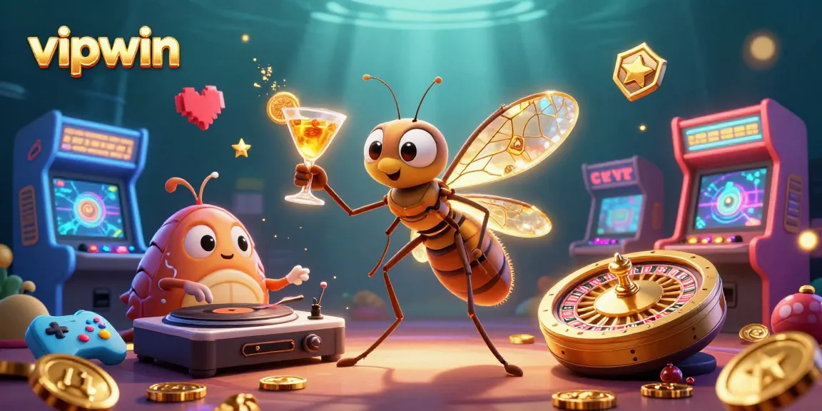 Experience vipwin thrills as a frozen mosquito casino mascot spins a golden roulette wheel.